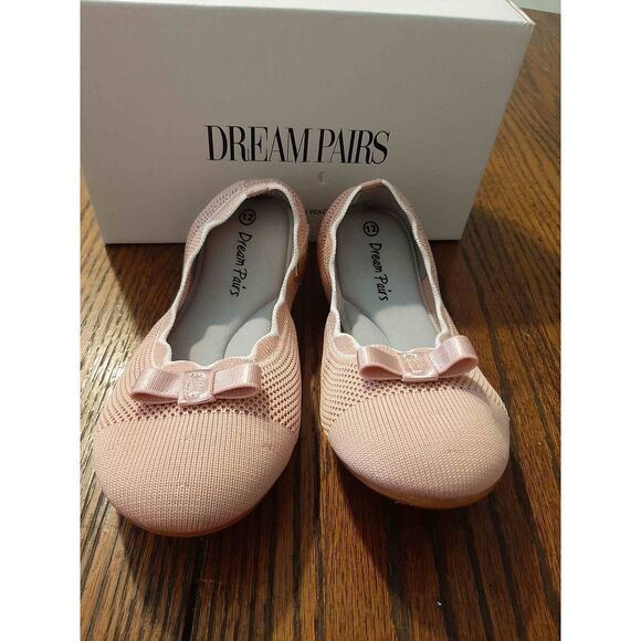 Girls Size 12 Dream Pairs Pink Ballet Flats Comfortable Slip-On Knit Shoes - Picture 5 of 10